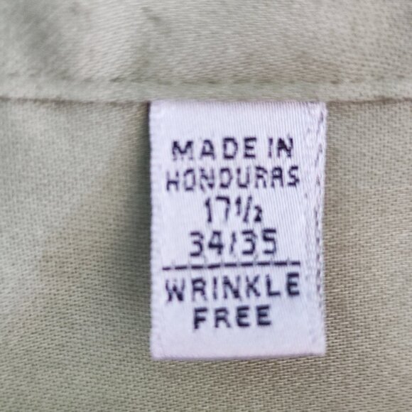 Geoffrey Beene button down shirt men's size 17.5 34-35 olive green regular fit - Picture 6 of 12